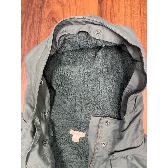 Garnet Hill Green Sherpa Lined 2-in-1 Parka Coat Women’s 14 Utility Chore Barn - Picture 5 of 11